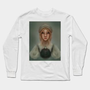 Goblincore Fairy Illustration and Character Design Young Fairy Girl In Servants Historical Dress Fantasy Art Long Sleeve T-Shirt